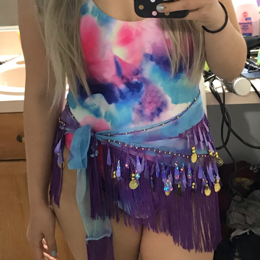 Multicolored bodysuit and mermaid wrap